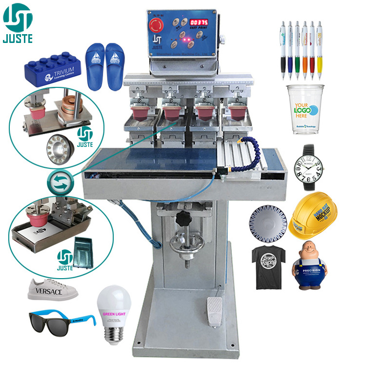 Ink Cup Pad Printing Machine 4 Color Kit Pod Semi-Automatic Pad Printer For Washing Machine Panel Poker Chips