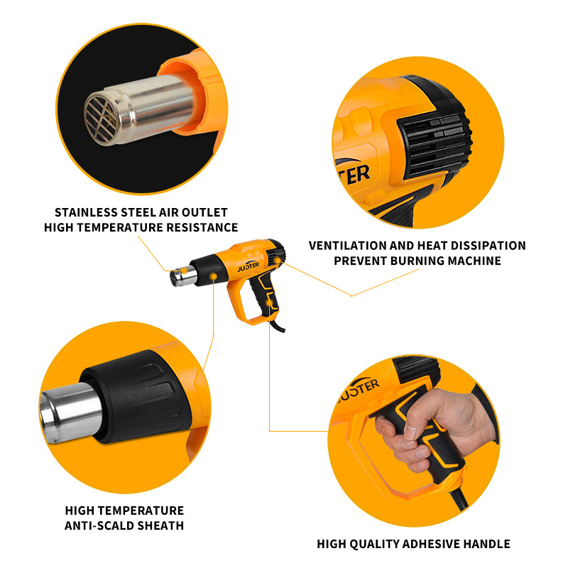 2024 new JUSTER 1000/2000W heat gun Electric heating wire and ceramic strip hot air gun heat gun