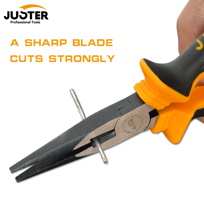 2022 new JUSTER high carbon steel pliers 6inch Combination Long Nose Plier quenching treatment two-color handle ergonomic design