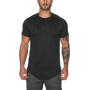 Custom Blank 95 Polyester 5 Spandex Quick Dry Mens Athletic T-Shirt Workout Gym Sport Slim Fit Curved Hem T Shirts for Men