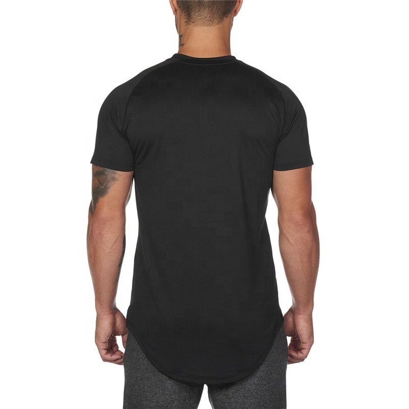 Custom Blank 95 Polyester 5 Spandex Quick Dry Mens Athletic T-Shirt Workout Gym Sport Slim Fit Curved Hem T Shirts for Men