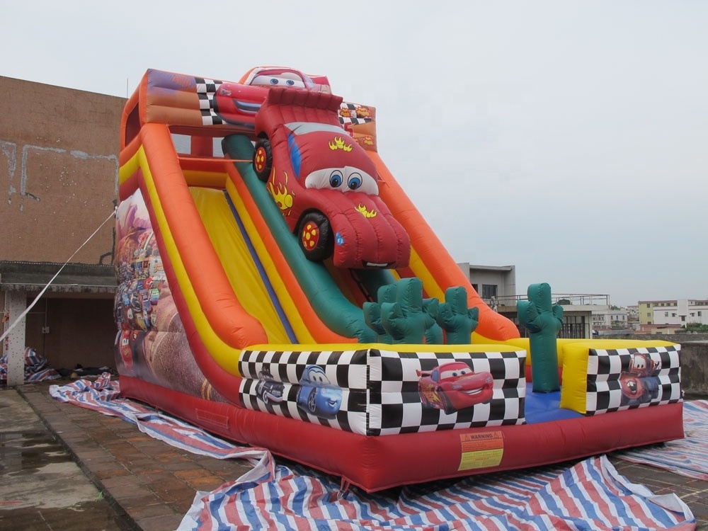 The Cars Inflatable Slide for kids dry slide party uses