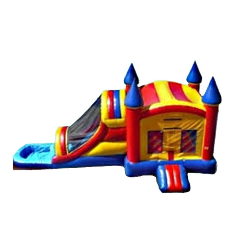 Kids inflatable playhouse inflatable crayon bouncers with water slide for sale