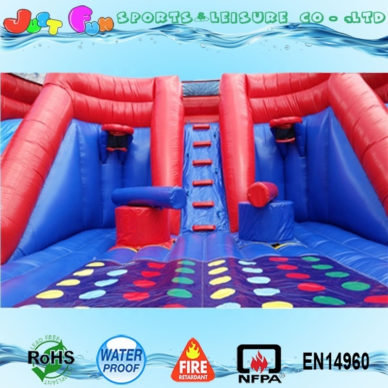 Inflatable interactive adults sports games twist with basketball hoop and and slide gladiator joust for adults