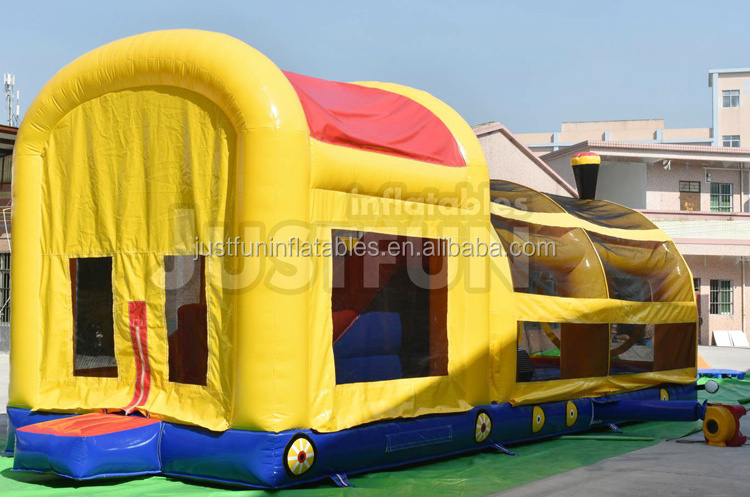 Very fun 33ft length inflatable train obsctale course for sale