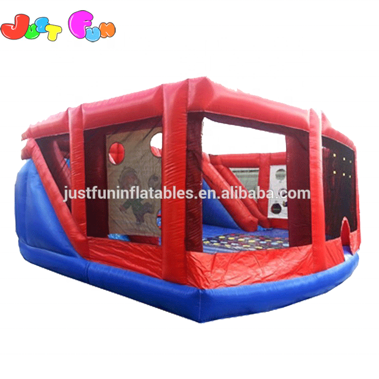 Inflatable interactive adults sports games twist with basketball hoop and and slide gladiator joust for adults