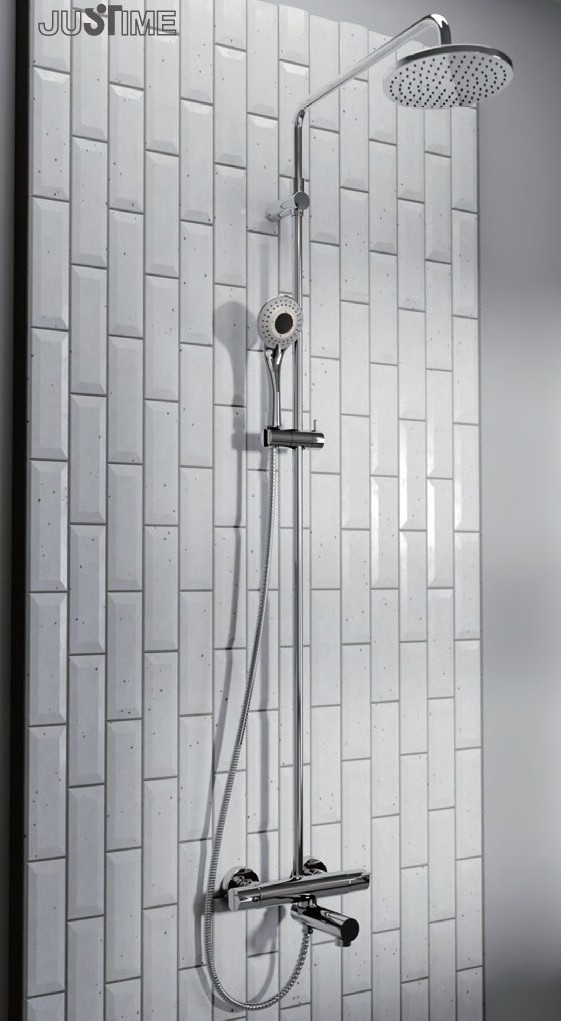 JUSTIME Brass Exposed Thermostatic Head Shower and Bath Shower Faucet For Hotel/Home Using