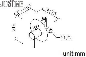 JUSTIME Two-Way Bath Shower Mixer Concealed Valve W/Diverter & Pressure Balance