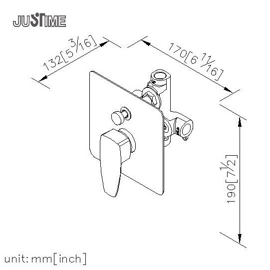 JUSTIME Brass Body Ceramic Cartridge Shower Mixer Valve In Wall Concealed Diverter Shower Valve