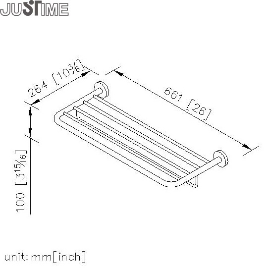 JUSTIME Stylish 600mm Polished Chrome Multifunction Bath Towel Rack