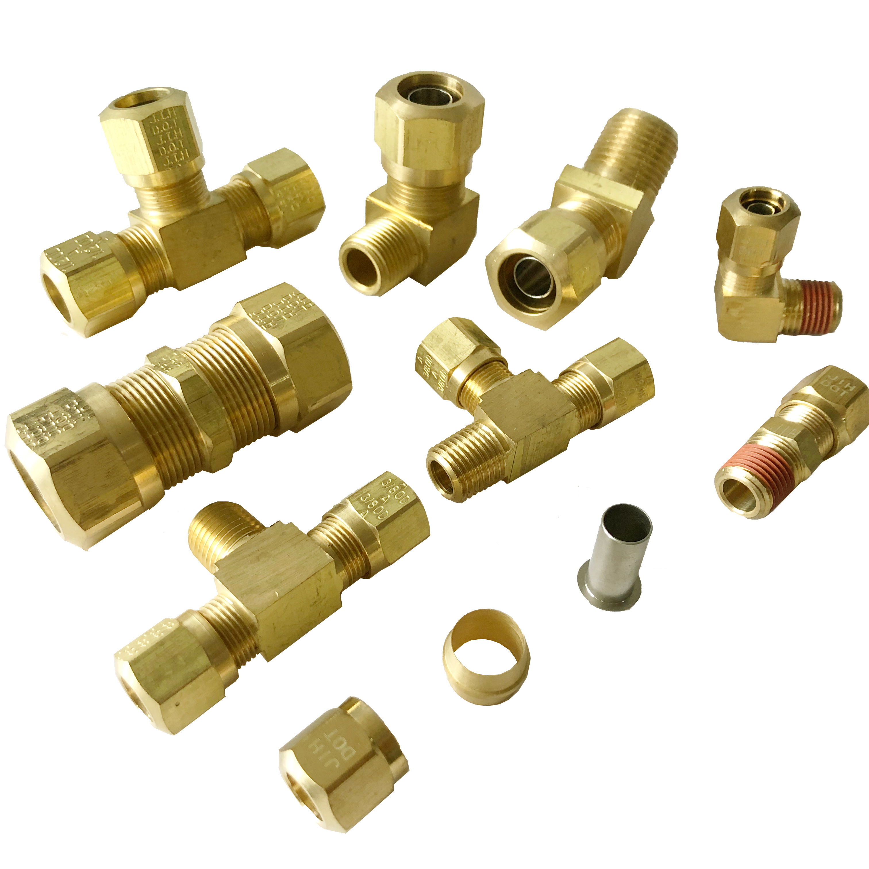 DOT Air Brake Fittings  Connectors for  Air Brake System Brass Fittings for Nylon Tubes Fittings for Heavy Duty Vehicles