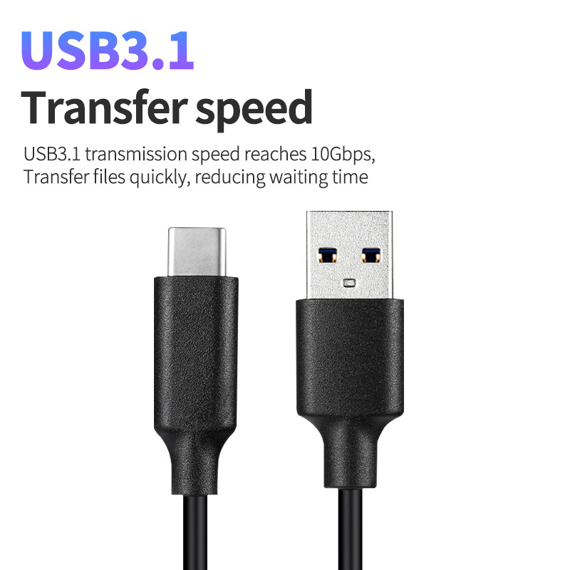 Type-C Data Cable USB3.1Gen2  Hard Disk Cable 60W 3A Fast Charging Data Transmission 10Gbps Mobile Phone Charging Cable