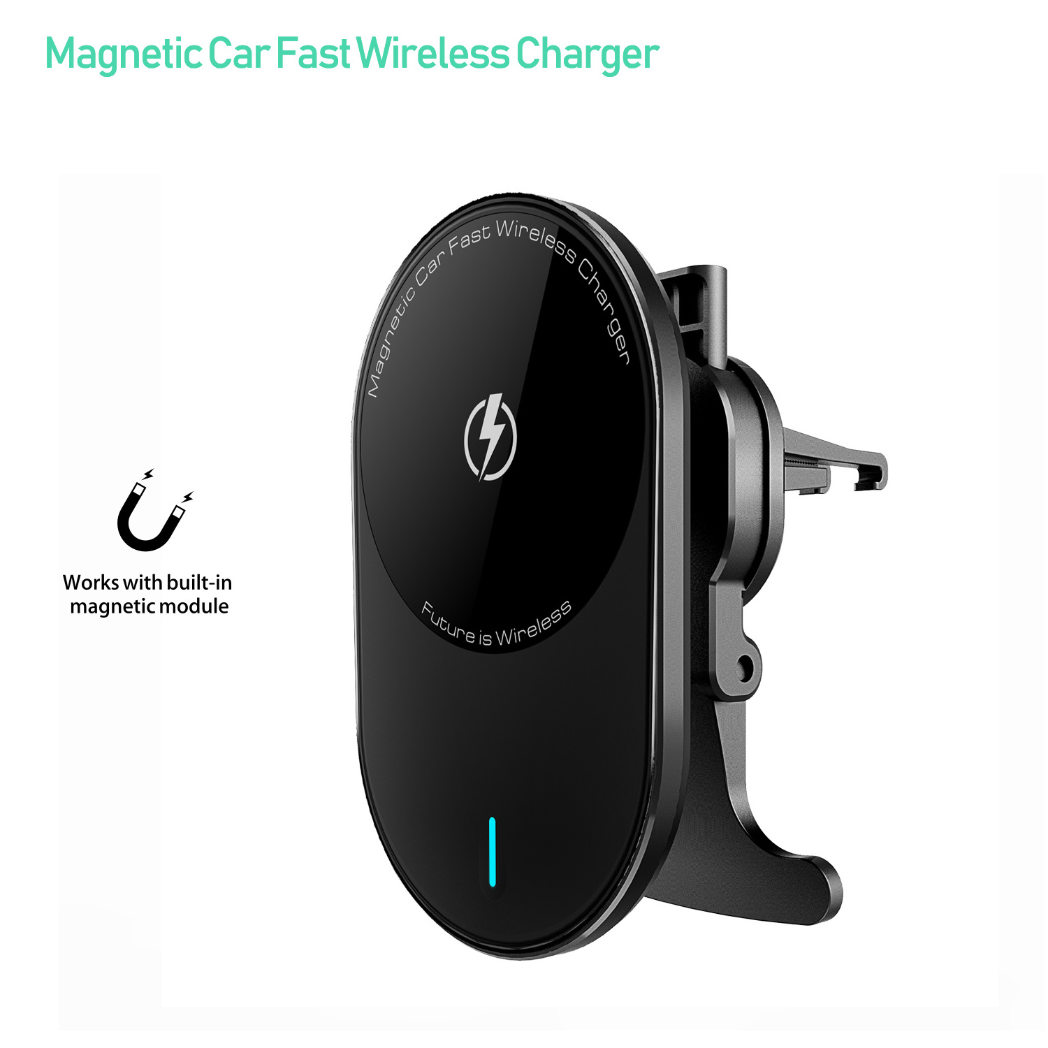 2024 New Design Technology 15W 10W Qi Magnetic Fast Charging Wireless Car Charger Mobile  Phone Holder for iphone 12 series