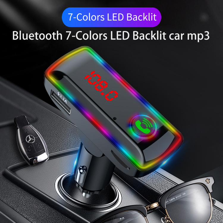 Bluetooths Car charger 3.1A Quick Adapter Fast Mobile Cell Phone Charging Dual USB Port TF U Disk Car charging station charger