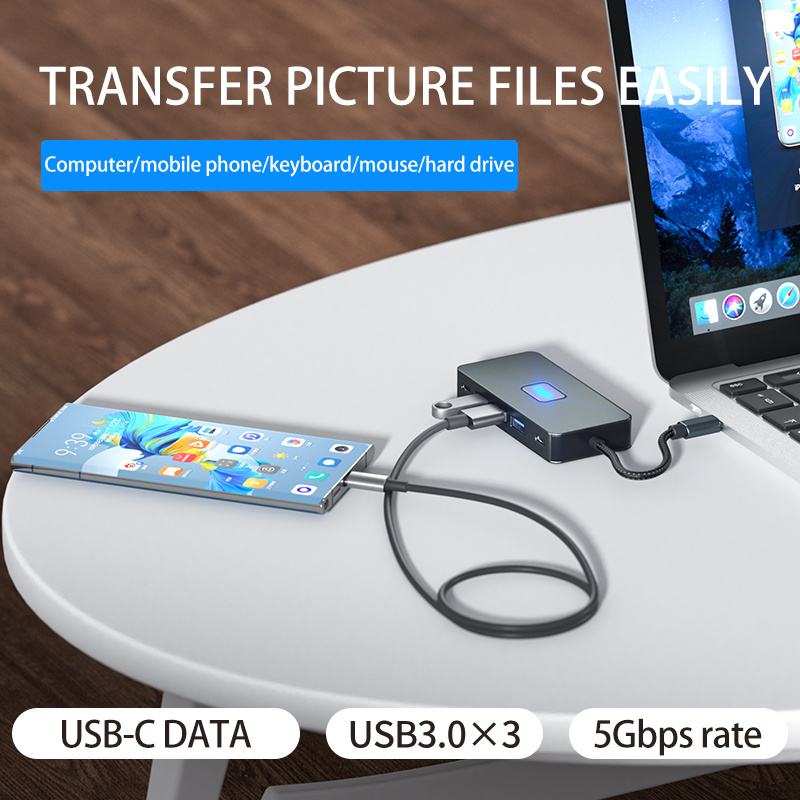 Justlink 7 in 1 usb hub Dual HDMI 4K30Hz USB3.0 5Gbps USB C PD100W fast charging USB 3.0 Interface TYPE C docking station