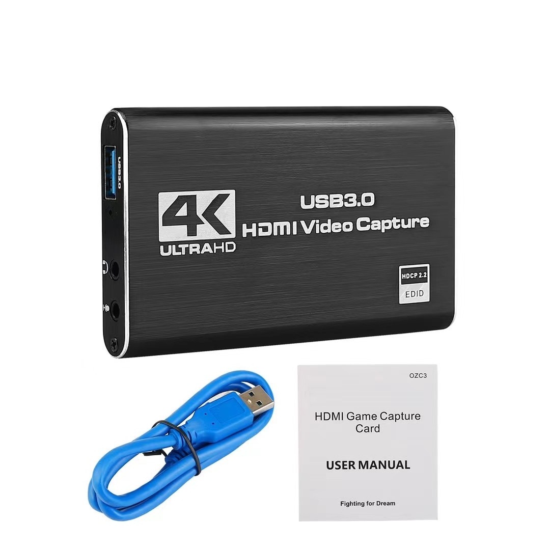 4K Input HDMI to USB3.0 Capture Card Dongle 1080P HDMI Loopout Video Recorder Grabber for OBS Capturing Game Live Streaming