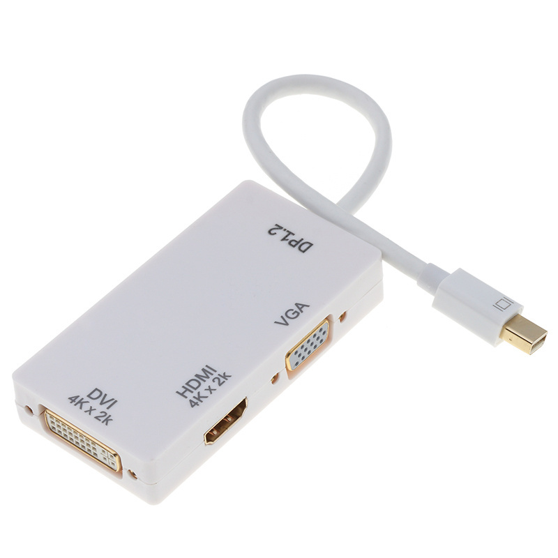 Factory supply 4K 3 in 1 Mini DP Displayport Thunderbolt to HDMI DVI VGA Adapter for Apple MacBook