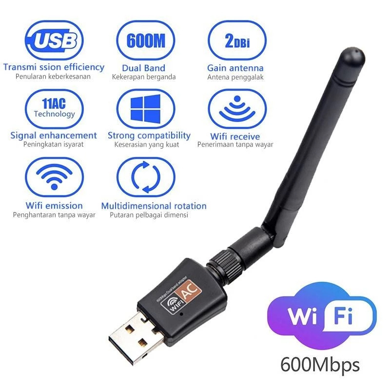 wholesale supply 150Mbps  600Mbps  Dual Band 2.4GHz & 5.8GHz  USB WiFi dongle adapter for Adroid/PC/Mac/Linux