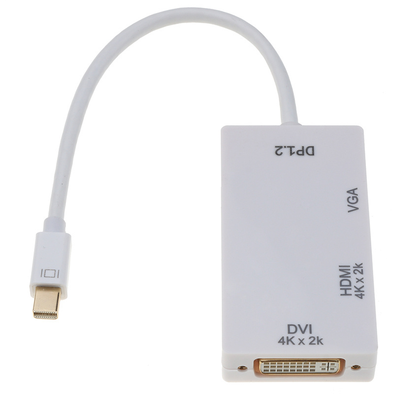 Factory supply 4K 3 in 1 Mini DP Displayport Thunderbolt to HDMI DVI VGA Adapter for Apple MacBook