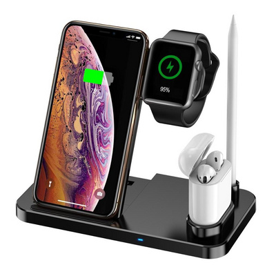 Justlink 4-in-1 Foldable Wireless Charging Desk Holder 10W Charger for iPhone iWatch Airpods Apple pen Android Phone & Tablet