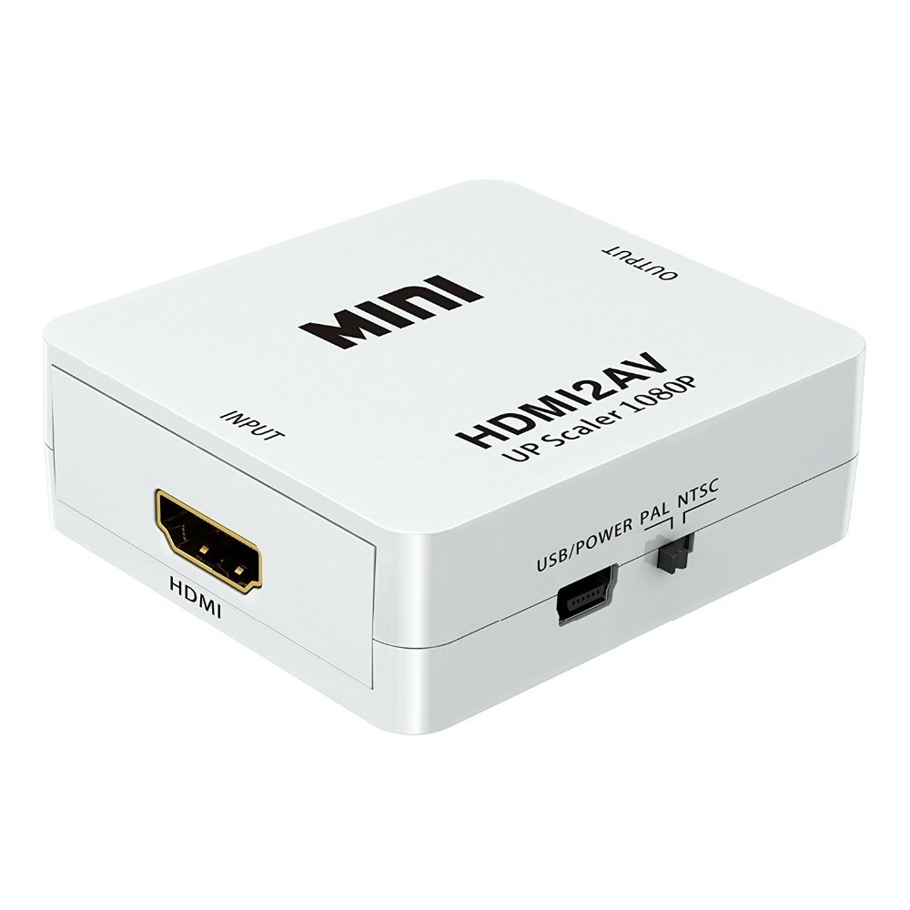 Mini Model HDMI to AV 3RCA CVBS Composite Video Audio Converter Support PAL/NTSC with USB Charge Cable for PC Laptop Xbox PS4