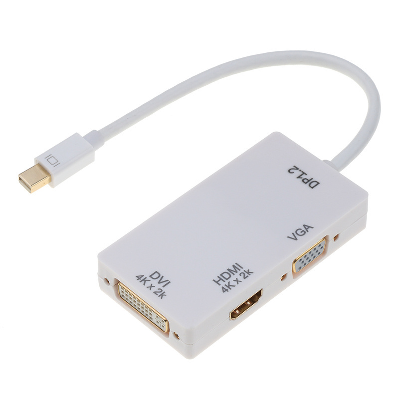 Factory supply 4K 3 in 1 Mini DP Displayport Thunderbolt to HDMI DVI VGA Adapter for Apple MacBook