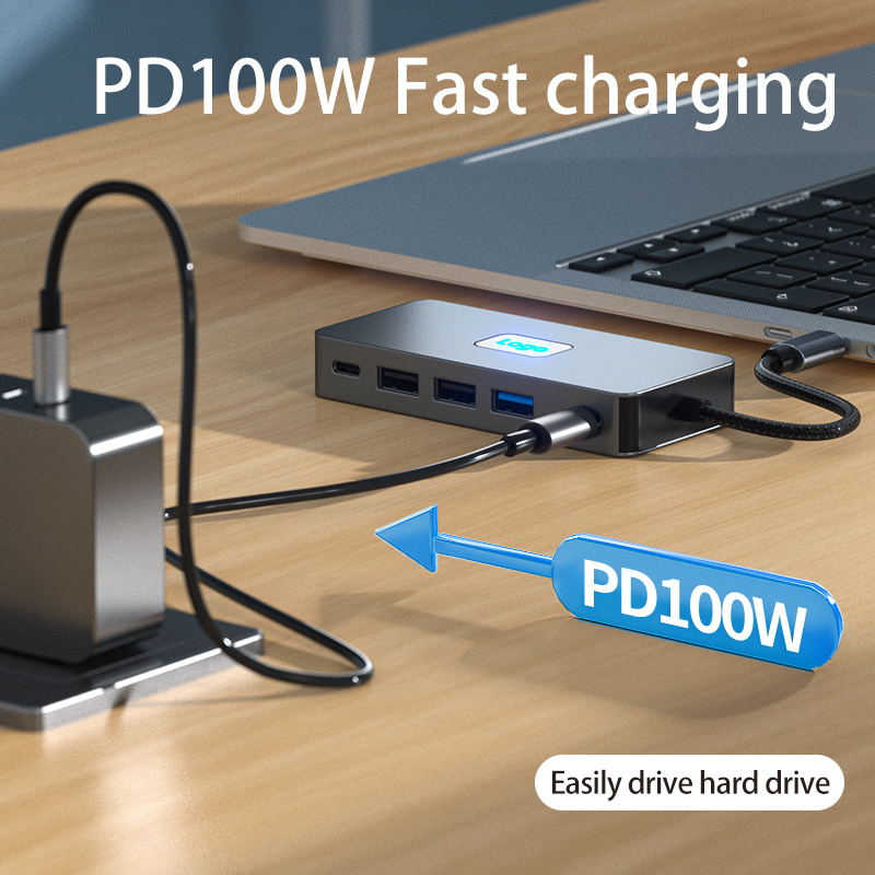 Justlink 7 in 1 usb hub Dual HDMI 4K30Hz USB3.0 5Gbps USB C PD100W fast charging USB 3.0 Interface TYPE C docking station