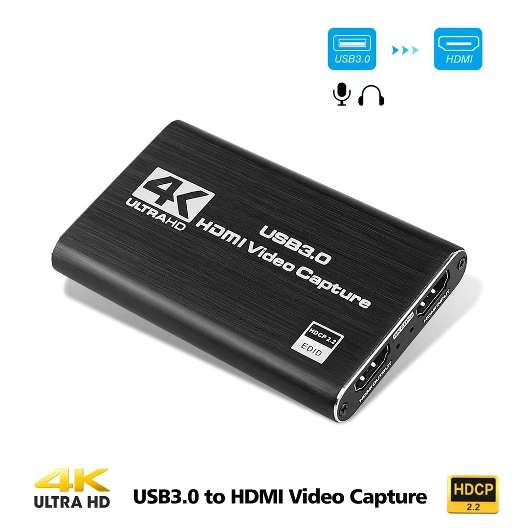 4K Input HDMI to USB3.0 Capture Card Dongle 1080P HDMI Loopout Video Recorder Grabber for OBS Capturing Game Live Streaming