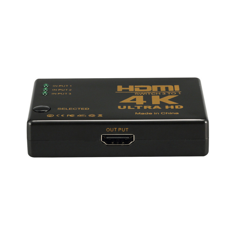 Plastic 3 Port Ultra HD 4K HDMI Switch 3 in 1 out HDMI Video Switcher Switch 3x1 Support 3D IR Remote