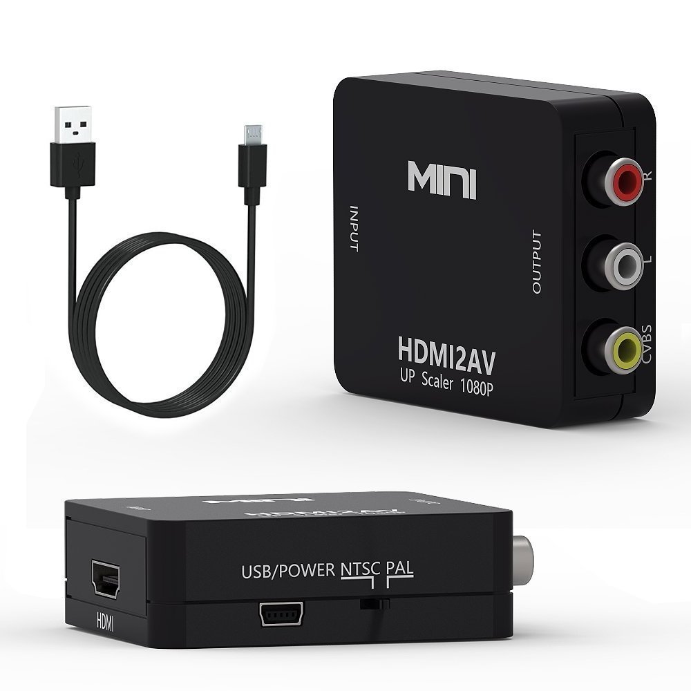 Mini Model HDMI to AV 3RCA CVBS Composite Video Audio Converter Support PAL/NTSC with USB Charge Cable for PC Laptop Xbox PS4