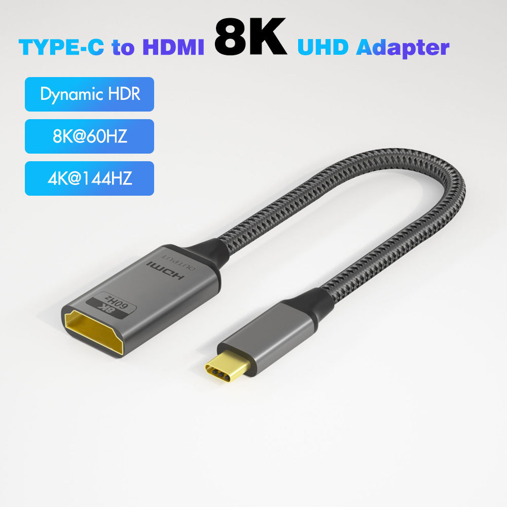 Justlink UHD USB C 3.1 to HDMI 2.1adapter 8K HDMI cable 8K60Hz 4K144Hz Type C to HDMI video adapter for Laptop Projector Monitor