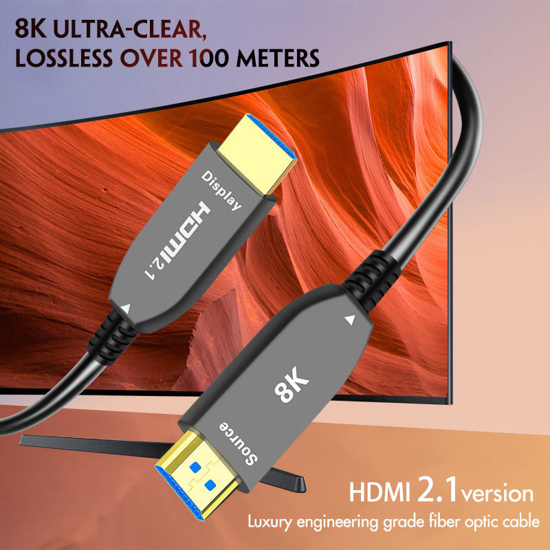 Justlink HDMI V2.1 Cable 50m Ultra High Speed HDR with 8K@60Hz 4K@144Hz AOC Male to Male Fiber Optic HDMI Cable for Monitor PC