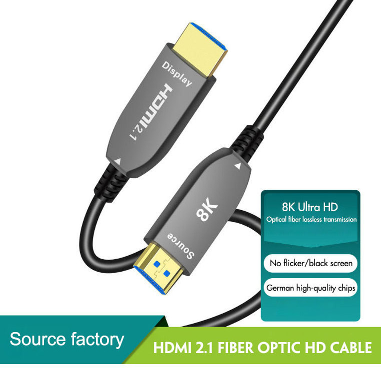 Justlink HDMI V2.1 Cable 50m Ultra High Speed HDR with 8K@60Hz 4K@144Hz AOC Male to Male Fiber Optic HDMI Cable for Monitor PC