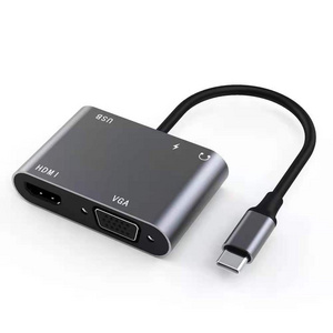 Portable 5 in1 USB Type C To HDMI VGA USB 3.0 PD audio Hub adapter 4K 30HZ Hub Multifunction Adapter USB-C Computer Accessories