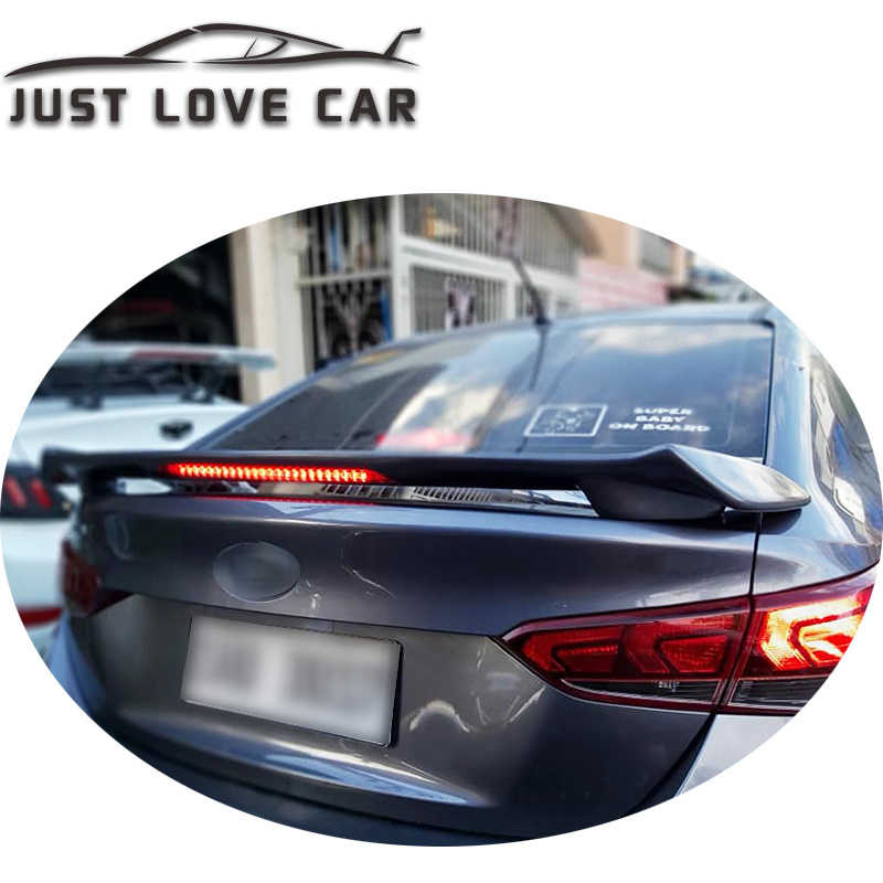 JUSTLOVECAR LED STYLE SPOILER FOR 2019 2020 2021 2022 HYUNDAI ACCENT VERNA ABS CAR REAR TRUNK LID SPOILER BOOT LP WING