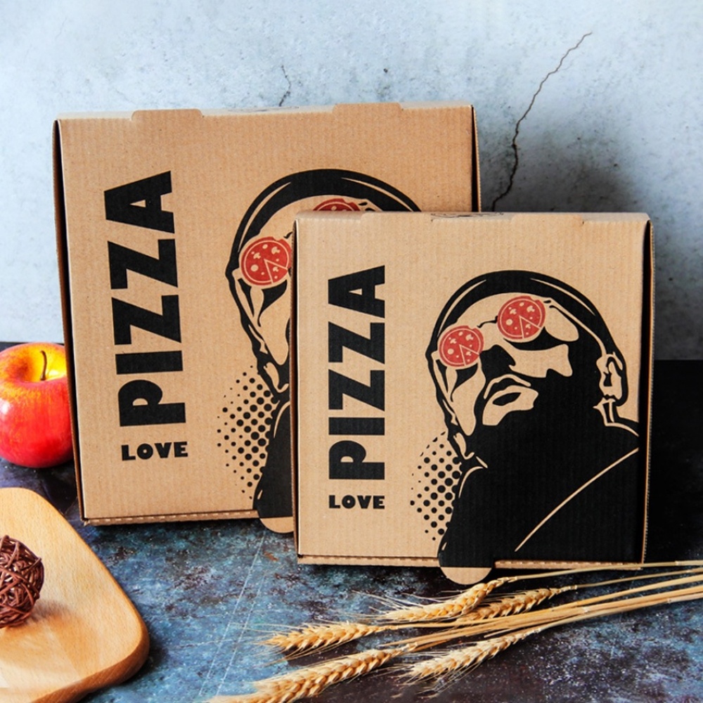 custom logo corrugated pizza packaging Fries Burger box Wholesale Food Grade clamshell cardboard takeout pizza paper box