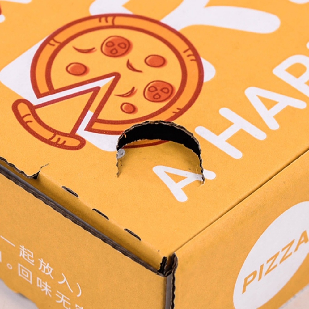 Wholesale recyclable yellow Foldable Corrugated Custom Shape Printed Luxury 6 8 9 10 12 14 16 18 Inch Pizza food packaging Box