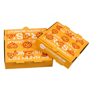 Wholesale recyclable yellow Foldable Corrugated Custom Shape Printed Luxury 6 8 9 10 12 14 16 18 Inch Pizza food packaging Box