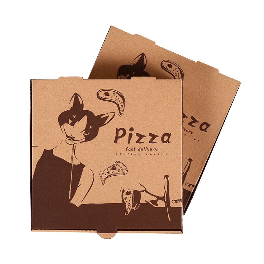 custom logo corrugated pizza packaging Fries Burger box Wholesale Food Grade clamshell cardboard takeout pizza paper box