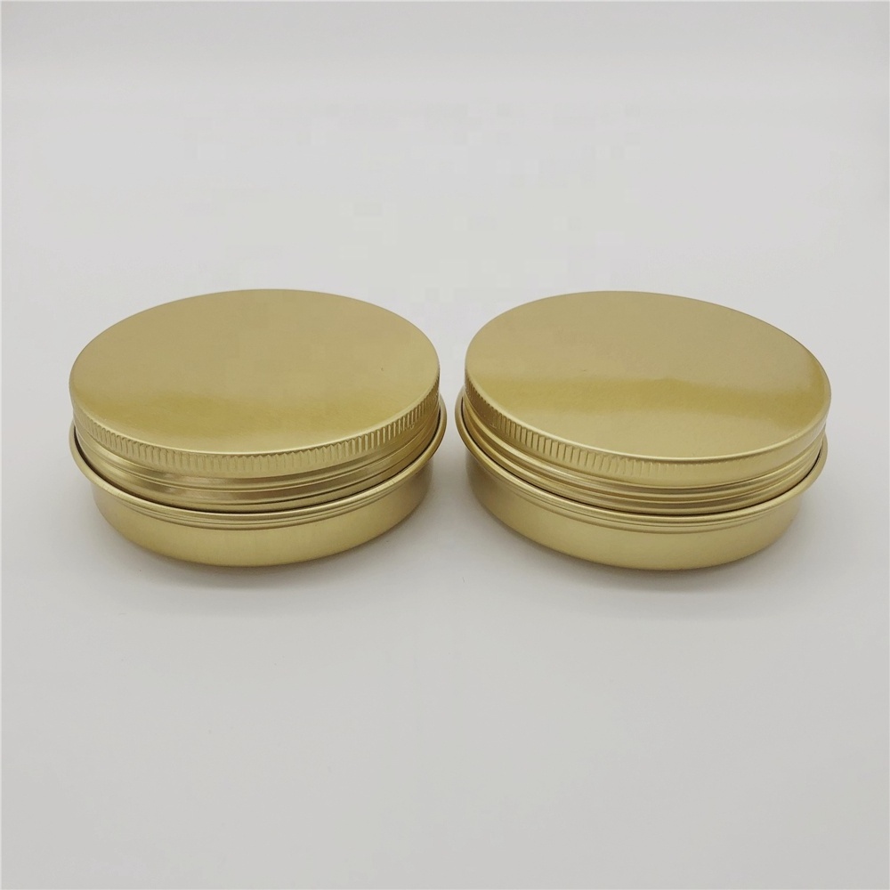 2 OZ 60ML Gold Aluminum Tin with Screw Top Lid Beard Cream Storage Metal Aluminum Container Box In Gold Color