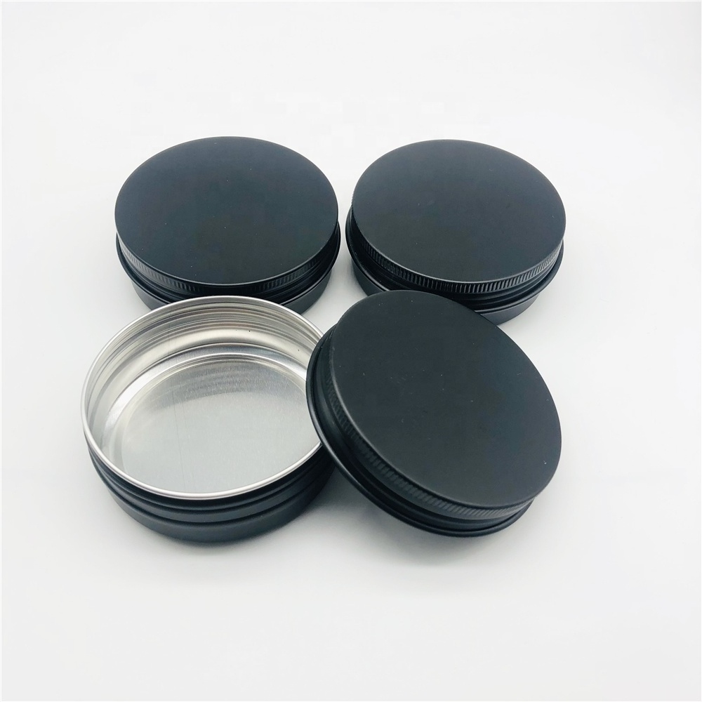 60ml Black Metal Tins Candle Tins Round Containers with Screw-On Lids for Party Favors Candle Making Spices Gifts 2 Oz