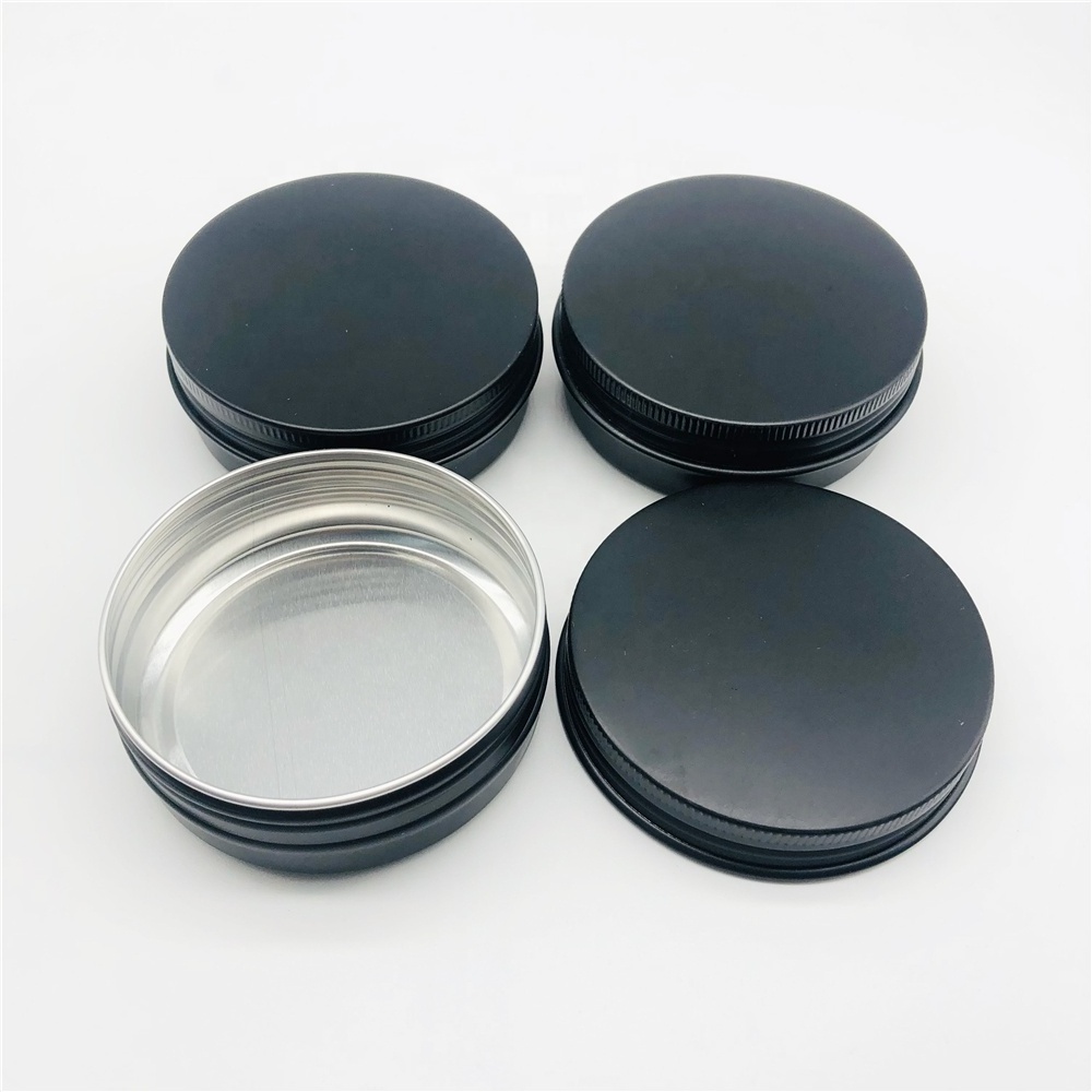 60ml Black Metal Tins Candle Tins Round Containers with Screw-On Lids for Party Favors Candle Making Spices Gifts 2 Oz