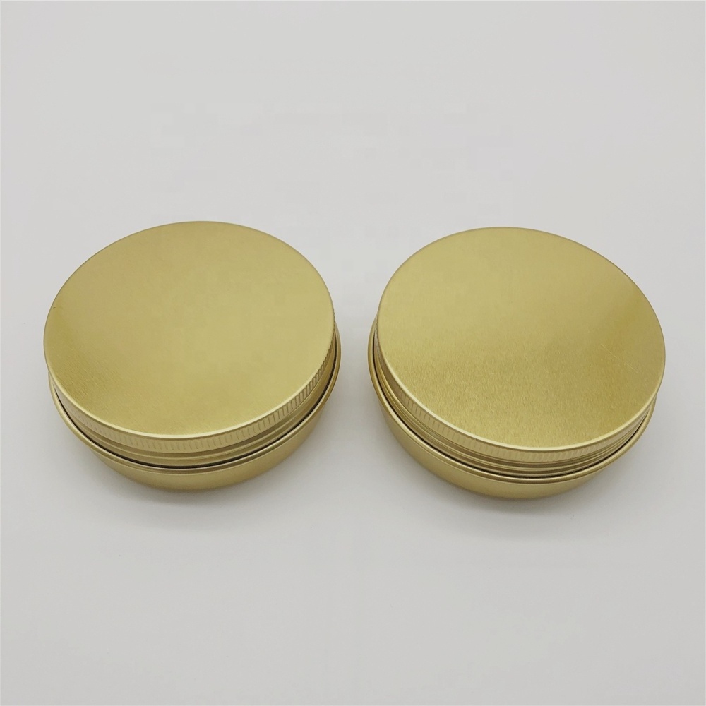 2 OZ 60ML Gold Aluminum Tin with Screw Top Lid Beard Cream Storage Metal Aluminum Container Box In Gold Color