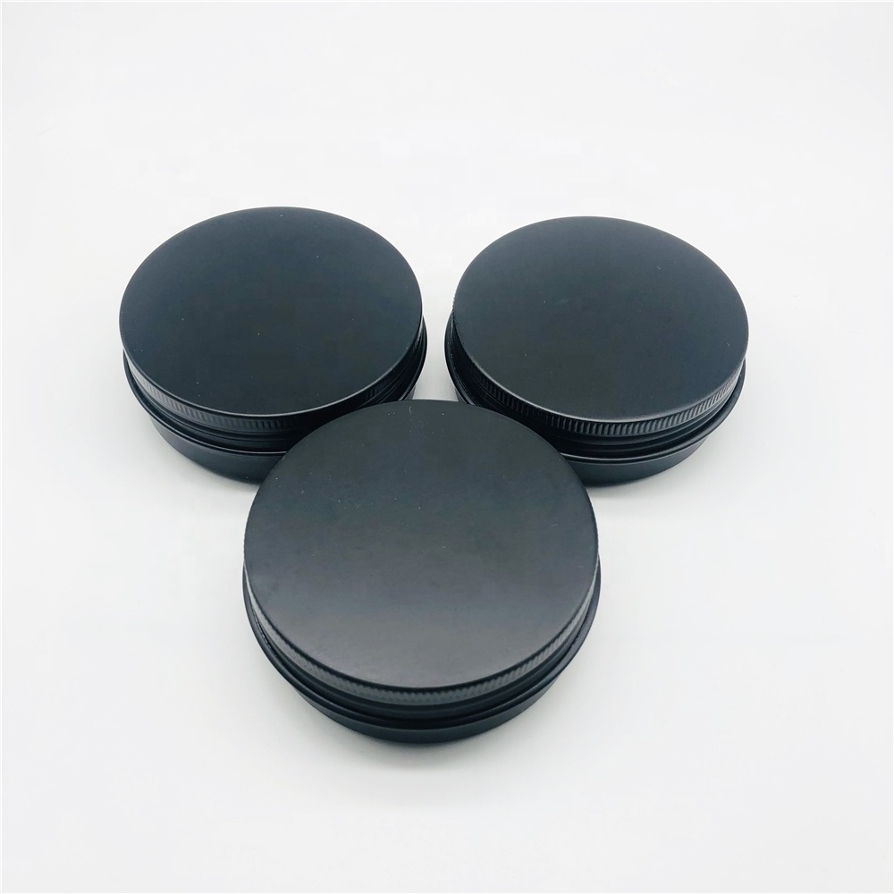 60ml Black Metal Tins Candle Tins Round Containers with Screw-On Lids for Party Favors Candle Making Spices Gifts 2 Oz