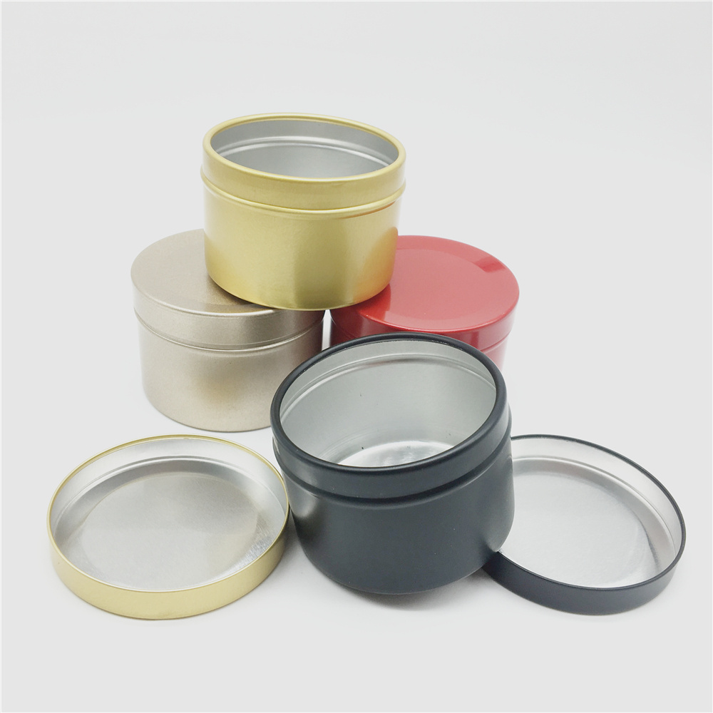 50ml Red black Gold Round Pomade Packaging Aluminum Jar with Slide Lid Candle Tin Can Tea Container Box with Slip Lid