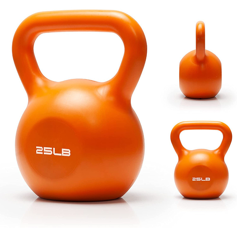 Weight Training 15LB 20LB Cement Kettlebell With Comfortable Grip Wide Handle