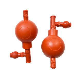 JUSTOP Lab Use 3 Way Valves Red 50ml Chemical Resistant Rubber Quantitative Suction Ball Pipette Filler Bulb