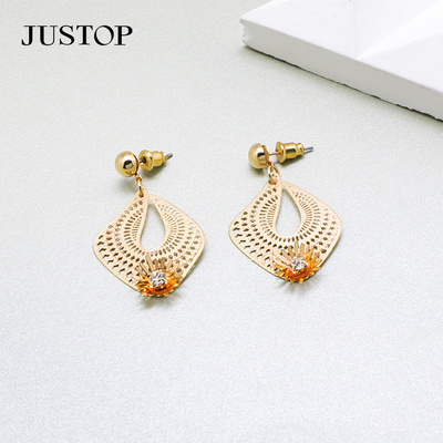 Wholesale Fashion Jewelry Drop Women Flower Zircon Accessories Boho Statement Pendant Stud Earrings