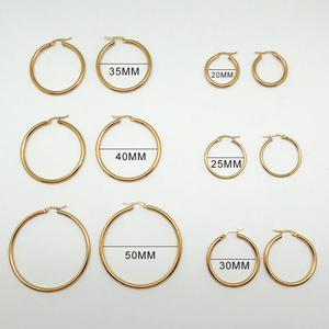 Factory Direct 18K Gold Plated Stainless Steel Rounded Tube Hoop Earrings Jewelry