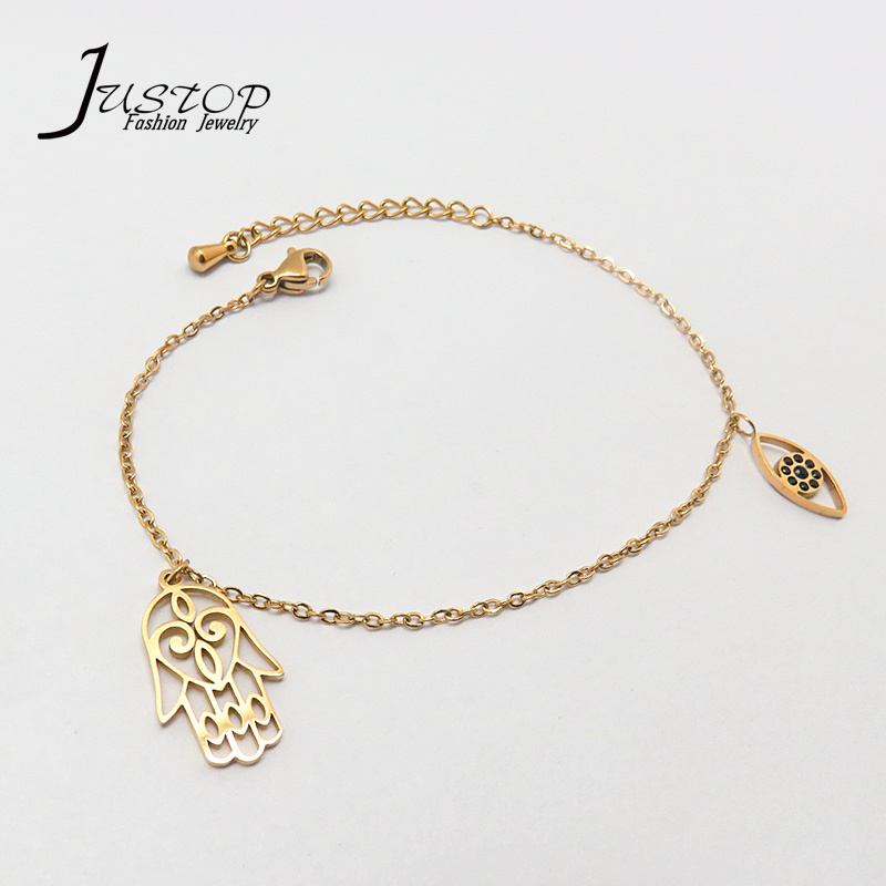 Women Stainless Steel Jewelry Accessories Wholesale Heart Infinite Charm 18K Gold Plated Bracelets